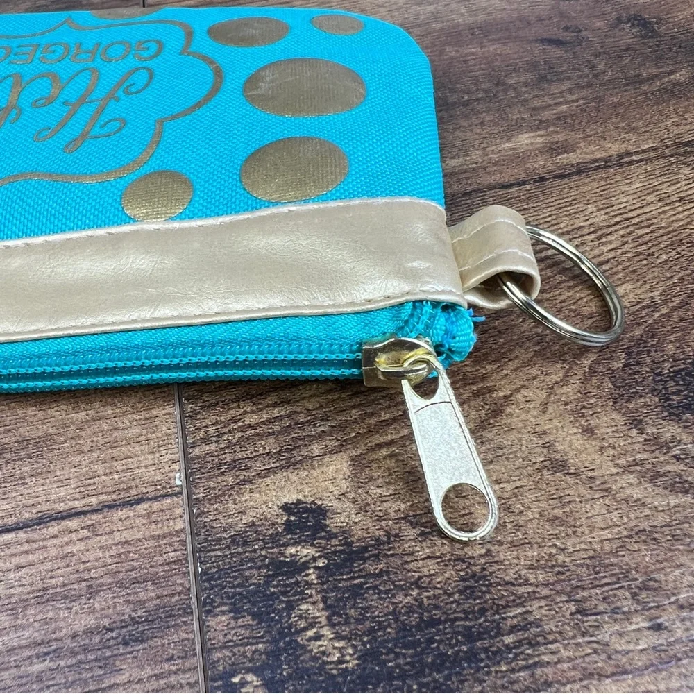 Hello Gorgeous Turquoise & Gold Makeup Bag